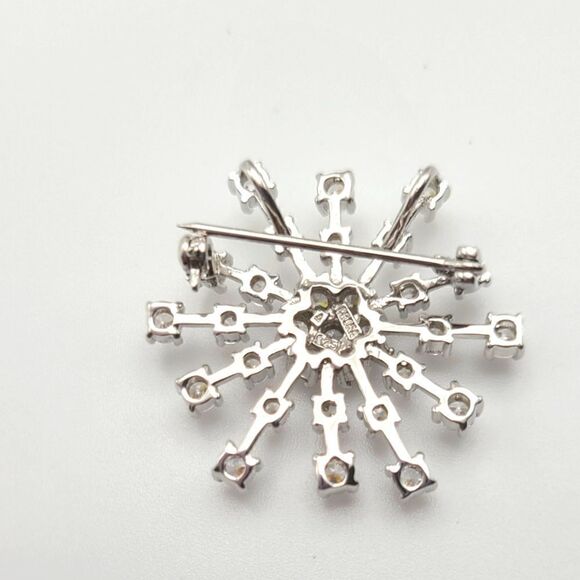 Sterling Silver Brooch Pin with clear stones possible CZ - Picture 3 of 5